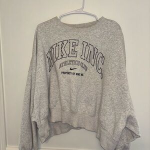 Nike Gray Oversized Cropped Sweatshirt